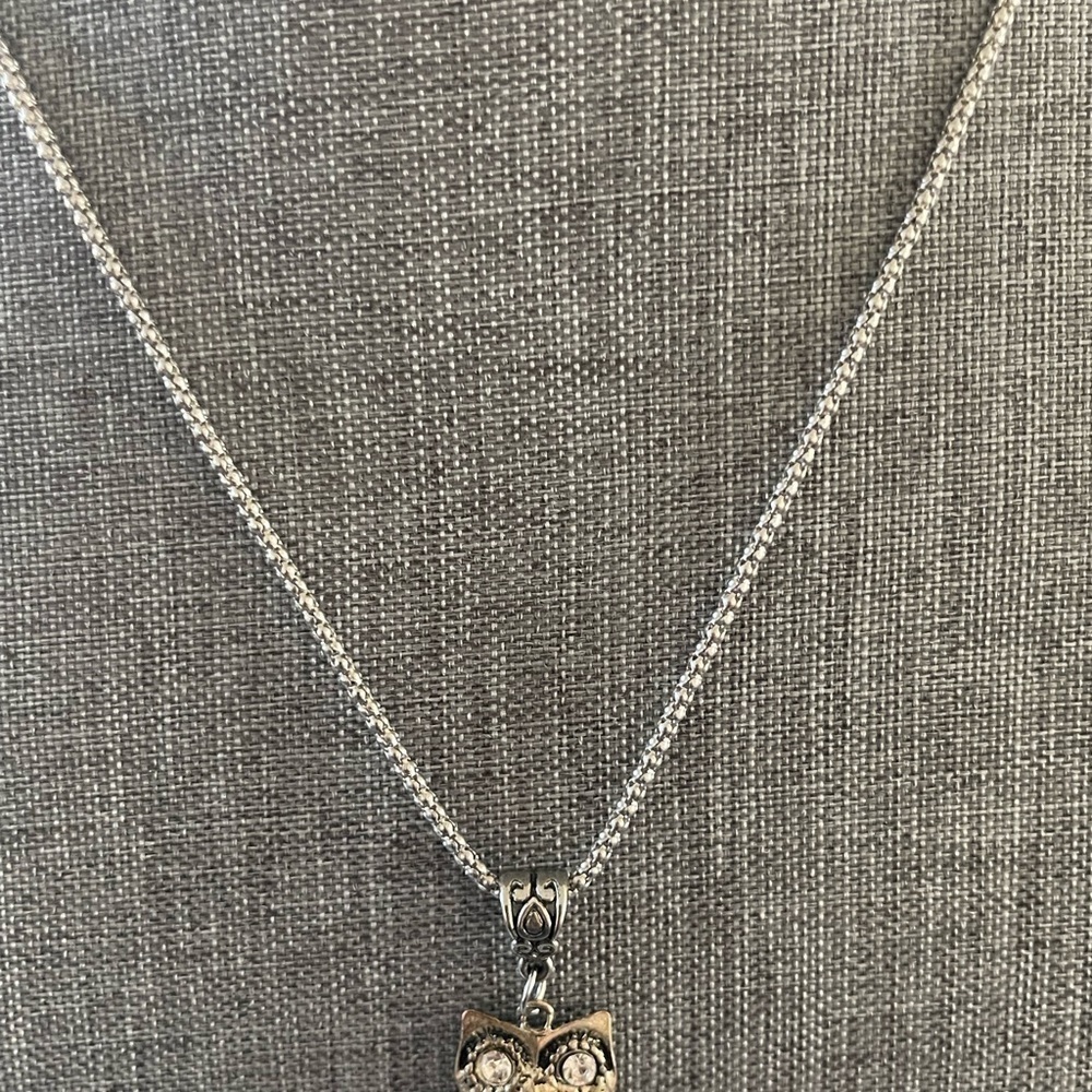 Womens Owl Silver/Gold Tone Faux Turquoise Boho Necklace - Picture 7 of 7